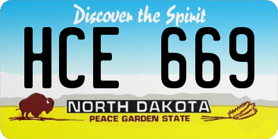 ND license plate HCE669