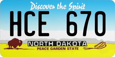 ND license plate HCE670