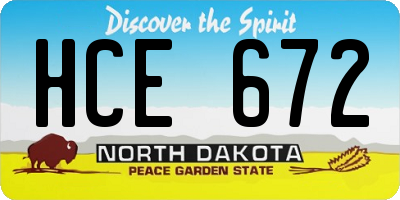 ND license plate HCE672
