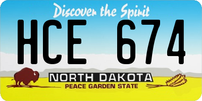 ND license plate HCE674