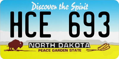 ND license plate HCE693