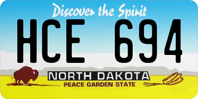 ND license plate HCE694