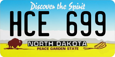 ND license plate HCE699