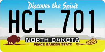 ND license plate HCE701