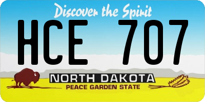 ND license plate HCE707