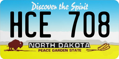 ND license plate HCE708