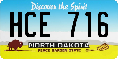 ND license plate HCE716