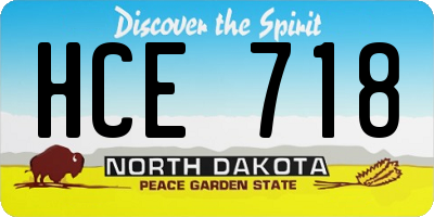 ND license plate HCE718