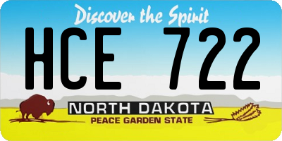 ND license plate HCE722