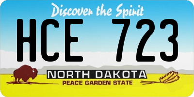 ND license plate HCE723