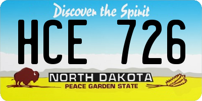 ND license plate HCE726