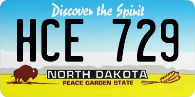 ND license plate HCE729