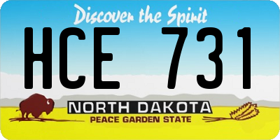 ND license plate HCE731