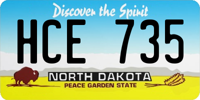 ND license plate HCE735
