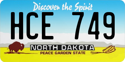 ND license plate HCE749