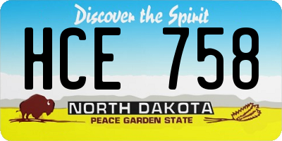 ND license plate HCE758