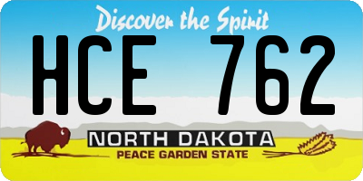 ND license plate HCE762