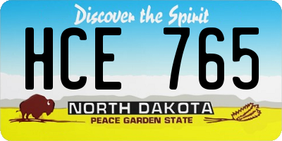 ND license plate HCE765