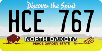 ND license plate HCE767