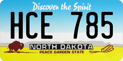 ND license plate HCE785