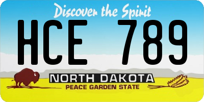 ND license plate HCE789
