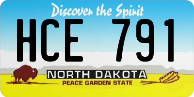 ND license plate HCE791