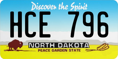 ND license plate HCE796