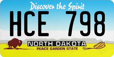 ND license plate HCE798