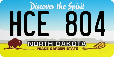 ND license plate HCE804