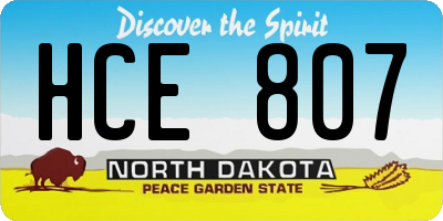ND license plate HCE807