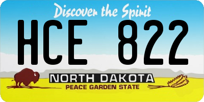 ND license plate HCE822