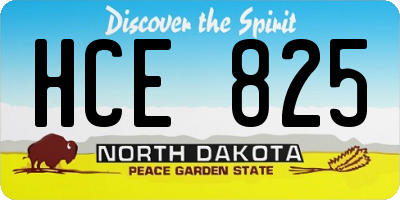 ND license plate HCE825