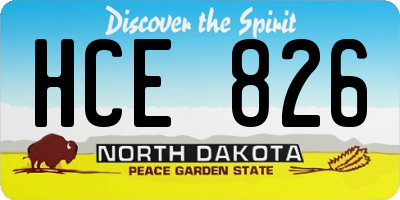 ND license plate HCE826