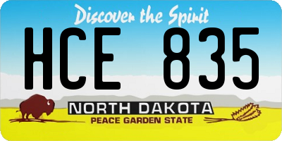 ND license plate HCE835