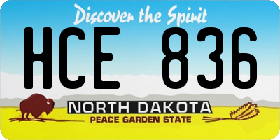 ND license plate HCE836