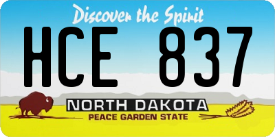 ND license plate HCE837