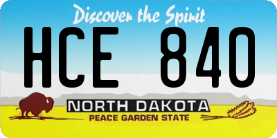ND license plate HCE840