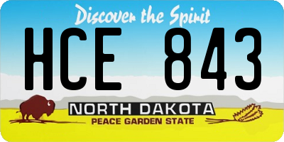 ND license plate HCE843