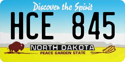 ND license plate HCE845