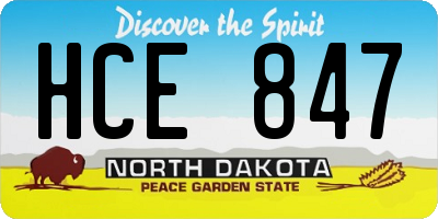 ND license plate HCE847