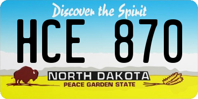 ND license plate HCE870