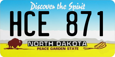 ND license plate HCE871