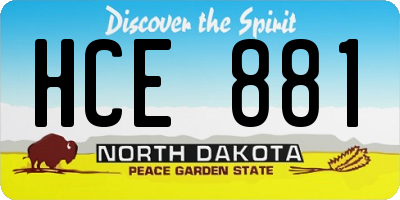 ND license plate HCE881
