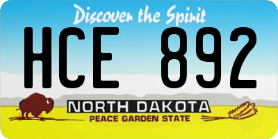 ND license plate HCE892
