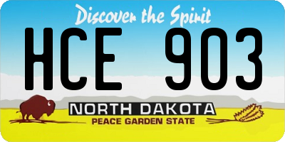 ND license plate HCE903