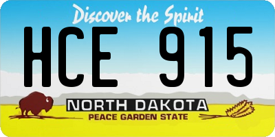 ND license plate HCE915