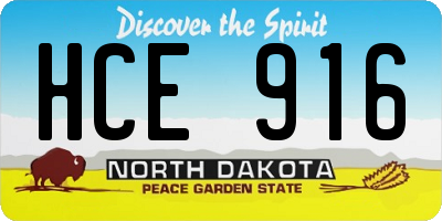 ND license plate HCE916