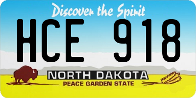 ND license plate HCE918