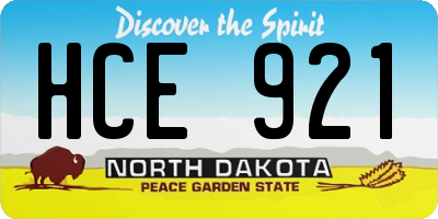 ND license plate HCE921