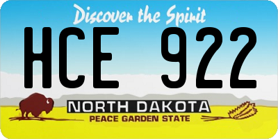 ND license plate HCE922
